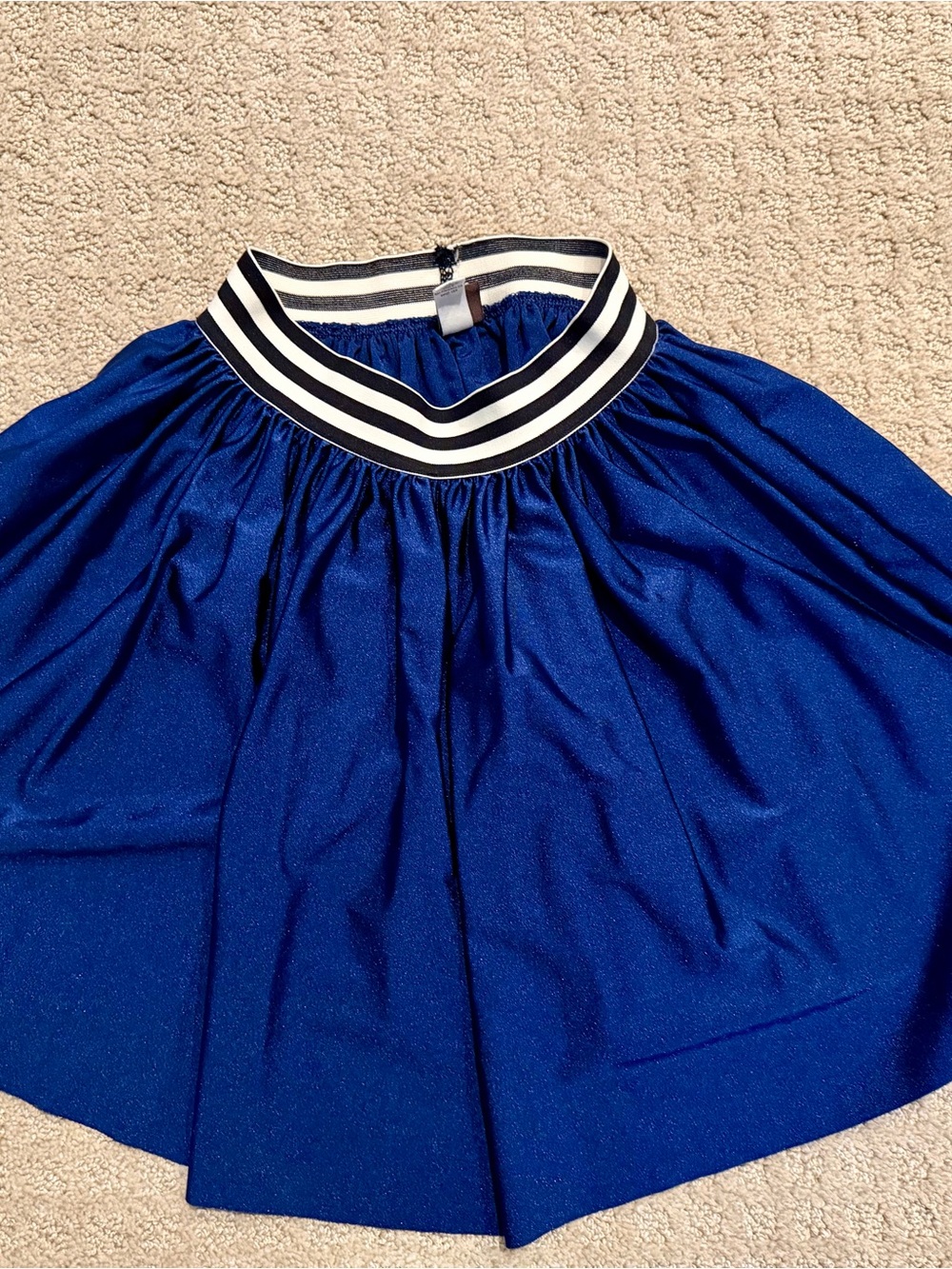 Tea Collection Navy Blue Full Skirt with Striped Knit Waistband